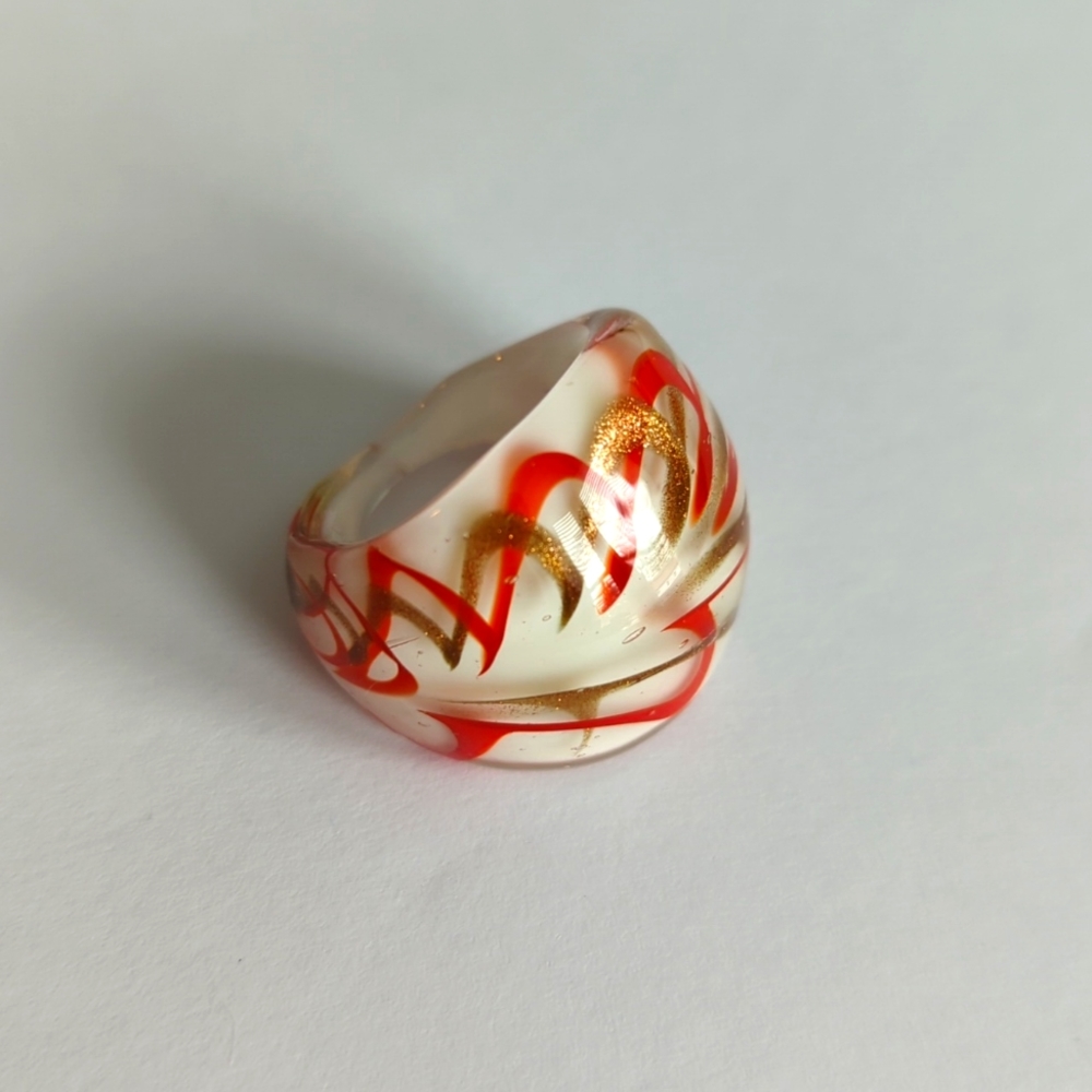 Retro Glass Ring - Size 6-6.5